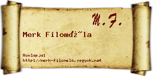 Merk Filoméla névjegykártya